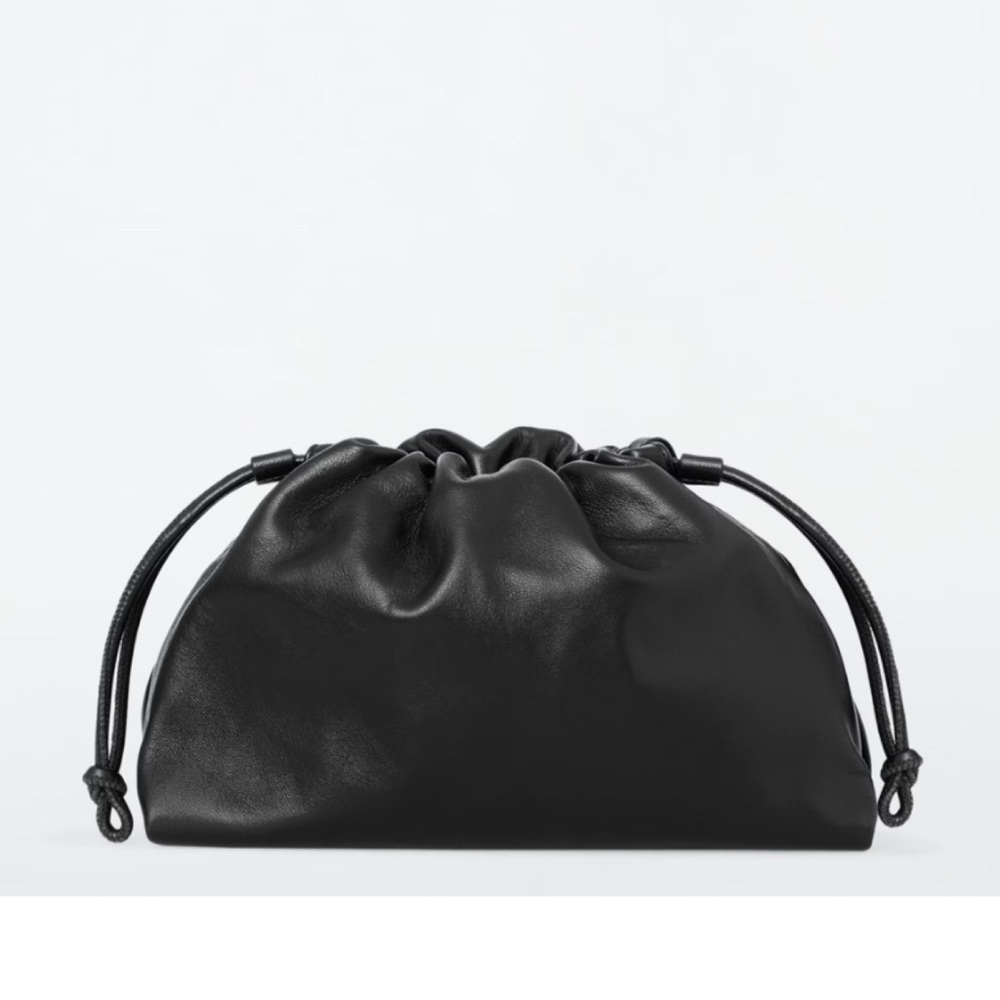 COS mini cavatelli black leather clutch crossbody bag